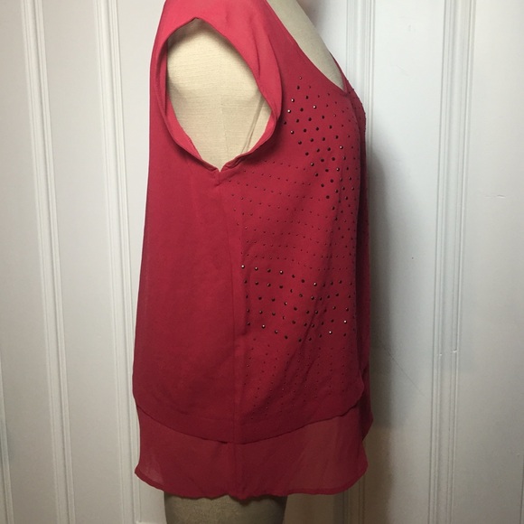 DKNY Red Studded Top - Picture 4 of 5